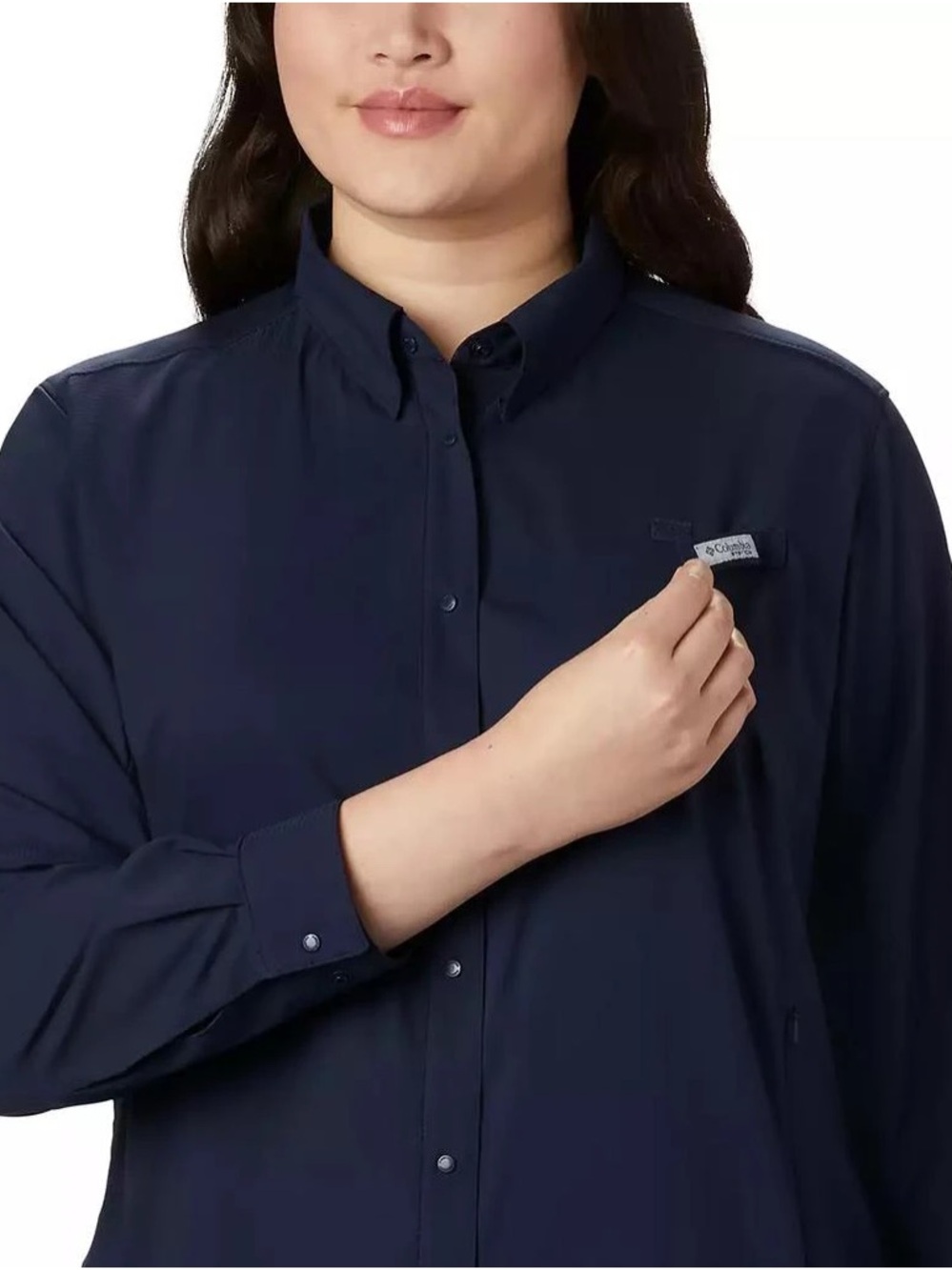Columbia Tamiami Long Sleeve Shirt Womens 3X Plus Size UPF 40 Fishing NWT Navy - Picture 2 of 11
